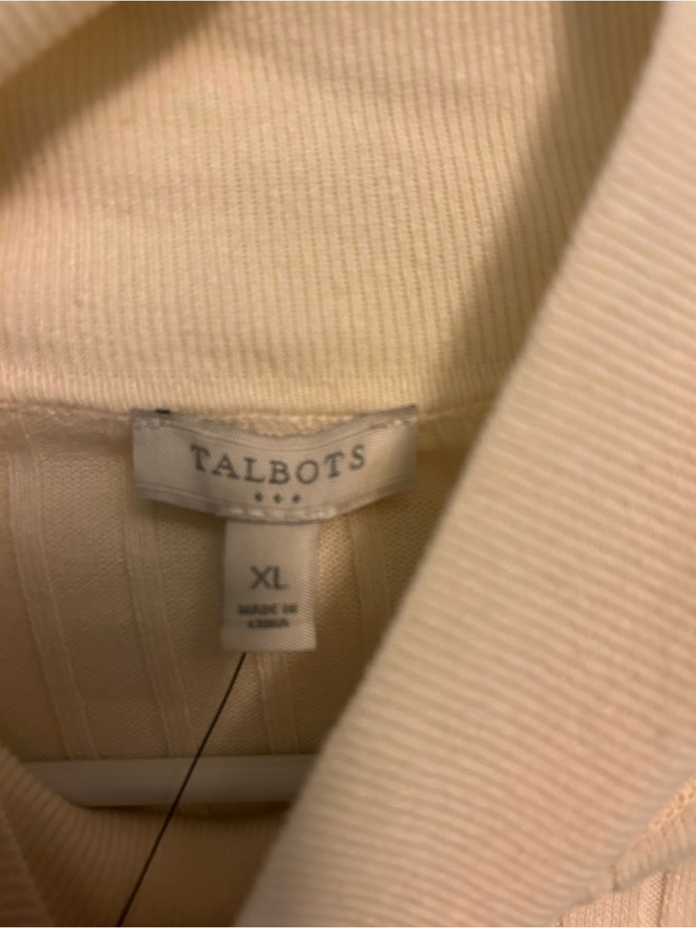 Talbots Cream Ribbed Cowl Neck Sweater - Picture 3 of 3